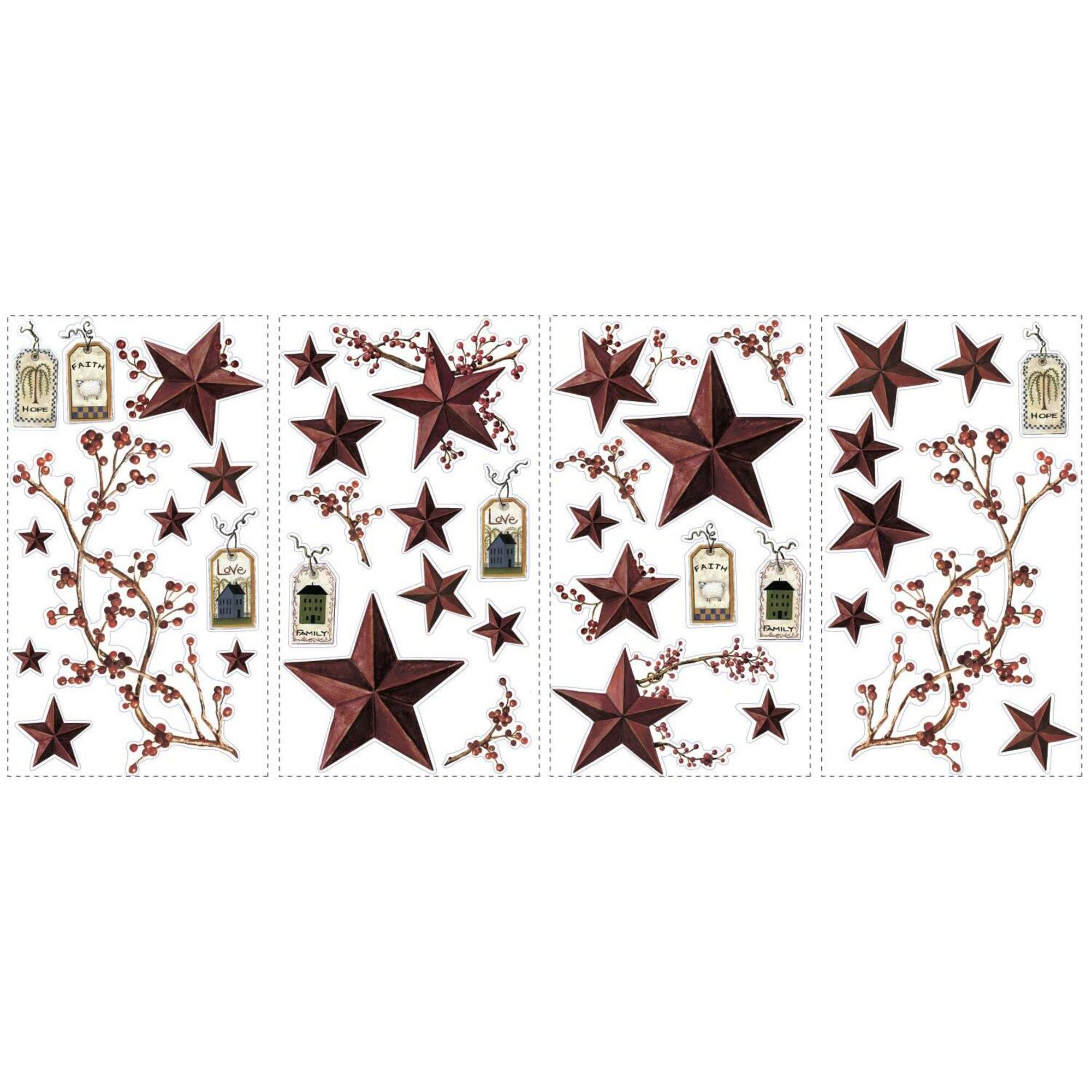 RoomMates Country Stars & Berries Peel & Stick Wall Decals